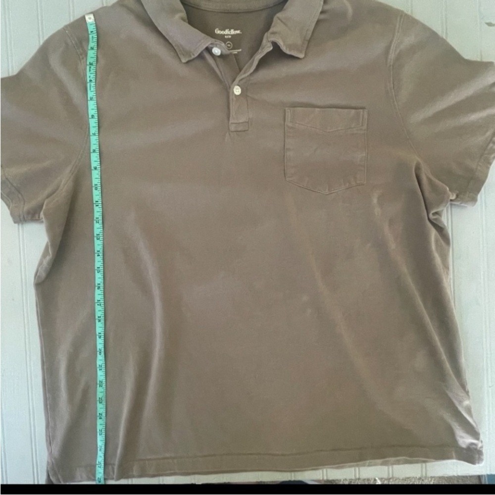 Goodfellow Short Sleeve Polo Shirt Mens XXL Light Brown Vintage Soft Cotton - Picture 6 of 8